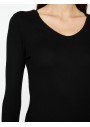 Koton Kadın V Yaka T-Shirt Siyah 9KAK12933UK999