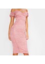 Prettylittlething Pembe Dantelli Kayık Yaka Midi Anvelop Elbise Cma8585/103