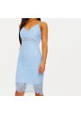 Prettylittlething Clv1238/111 Soluk Mavi Dantel Dalma Midi Kadın Elbise