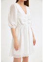 Fulla Kadın Beyaz Önü Büzgülü Şifon Elbise 20808