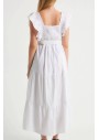 Robin Kolları Volanlı Kemer Detaylı Elbise Beyaz M33967
