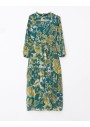 LCW Modest Fırfırlı Dik Yaka Desenli Uzun Kollu Kadın Elbise W2GR85Z8