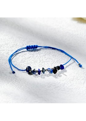 Doğal Kırık Lapis Lazuli Doğal Taşlı İpli Bileklik - Kararmaz Bileklik