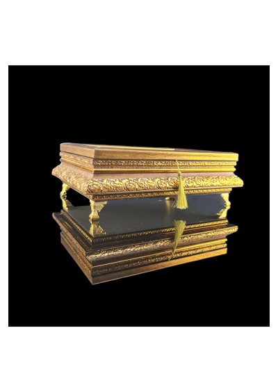 Ahşap Dekoratif Mücevher Altın Kutusu İçi Aynalı