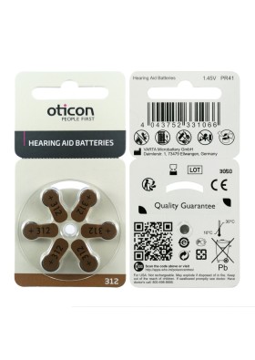 Oticon 312 Numara İşitme Cihazı Pili 6 lı Paket