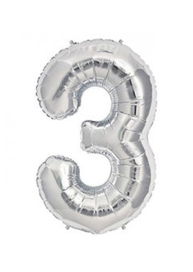 3 Rakam Gümüş Folyo Balon 40" 100cm
