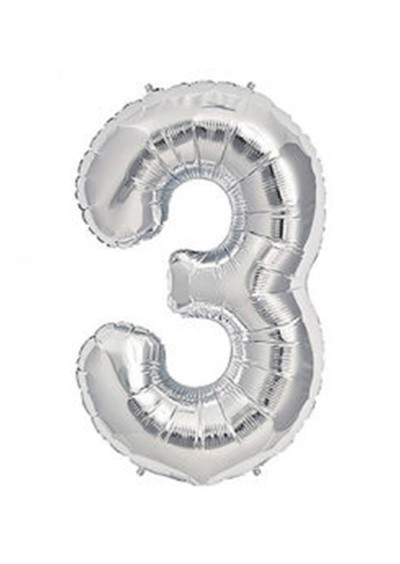 3 Rakam Gümüş Folyo Balon 40" 100cm