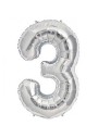 3 Rakam Gümüş Folyo Balon 40" 100cm