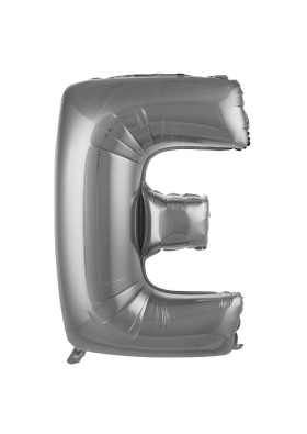E Harfi Gümüş Renk Folyo Balon 76 cm