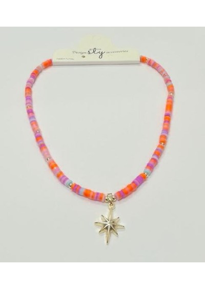 Renkli Boncuklu Yıldız Detaylı Kolye