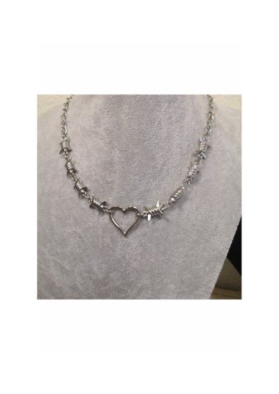 Fashion Jewelery Kadın Dikenli Tel Kalp Kolye