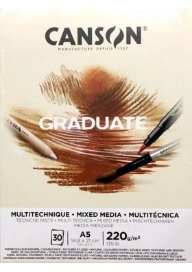 Canson Graduate Natural Mix Media A5 220gr 30yp Çok Amaçlı Blok