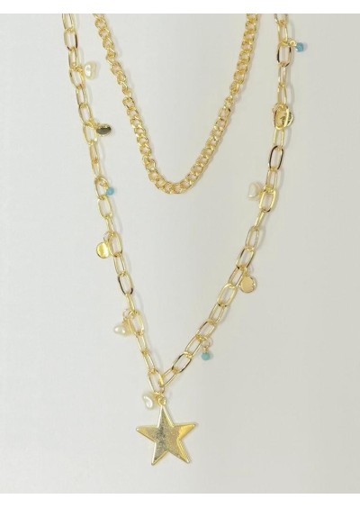 Yıldız ve Boncuk Detaylı Gold Kolye 314057