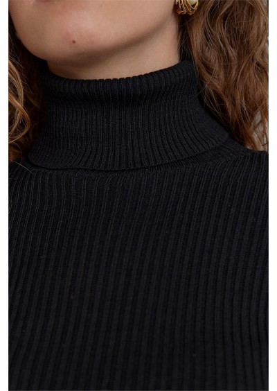 Suud Collection Siyah Balıkçı Yaka Fitilli Kadın Triko Kazak 418135462