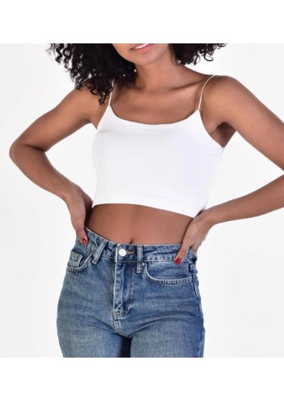 Gess Kadın Beyaz İnce Askılı Crop