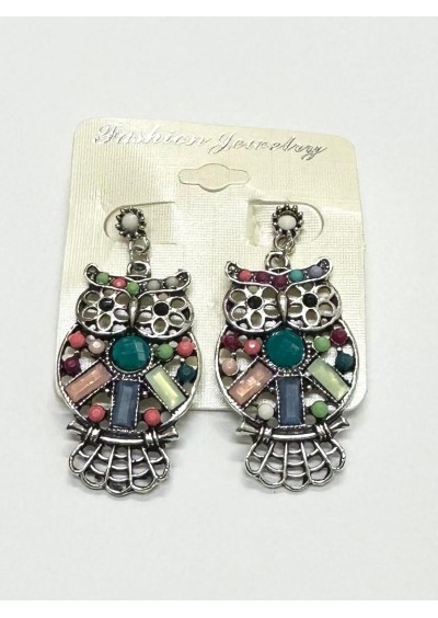 Fashion Jewelry GD9912 Baykuş Detaylı Kadın Taşlı Küpe