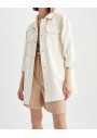 Defacto T4596AZ Çıtçıt Detaylı Relax Fit Gömlek Yaka Kadın Ceket