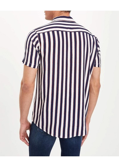 Defacto Erkek Mavi Çizgili Regular Fit Gömlek M3502AZ