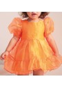 Little Honey Bunnies Neon Turuncu Cam Organze Parlak Kız Çocuk Elbise