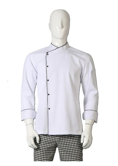 My Chef Şef Ceketi Beyaz Gabardin Biyeli Rana Yaka Erkek Aşçı Kıyafeti