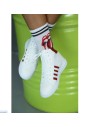 Ayakkabı Modası Beyaz-Kırmızı Kadın Uzun Spor Ayakkabı 5013-20-101003