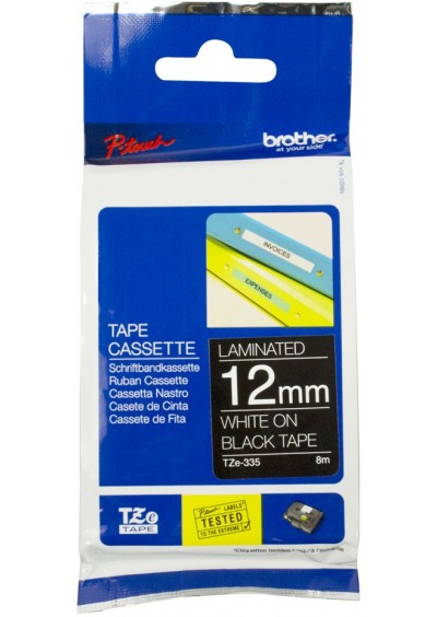 Brother Tze-335 Tape Labelling White On Black 12Mm