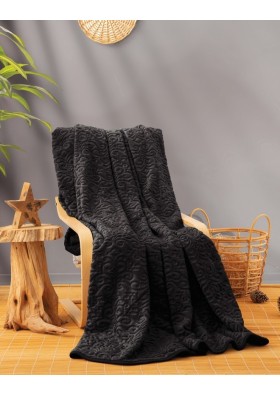 Emboss Çift Kişilik Battaniye Siyah 220x240cm