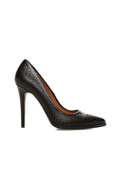 George Hogg Kadın Kroko Siyah Deri Stiletto 7004264006