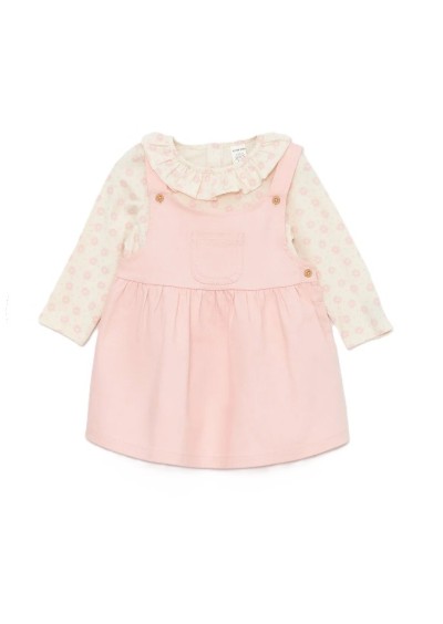 LC Waikiki Bisiklet Yaka Uzun Kollu Kız Bebek Bluz ve Salopet Elbise 2'li Takım S40823Z1