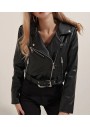 Bigdart 1029 Biker Suni Deri Ceket - Siyah