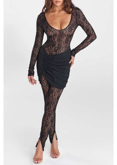 Mistress Rocks Kadın Siyah Dantel Tulum CHR3614