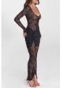 Mistress Rocks Kadın Siyah Dantel Tulum CHR3614