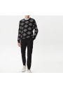 Lacoste Erkek Regular Fit Uzun Kollu Bisiklet Yaka Desenli Siyah Triko AH2431.31S