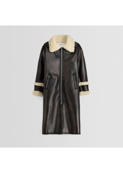 Bershka Kadın Koyu Kahve İçi Suni Kürklü Biker Kaban 6780/514/716
