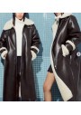Bershka Kadın Koyu Kahve İçi Suni Kürklü Biker Kaban 6780/514/716