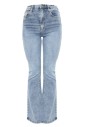 Prettylittlething Kadın Vintage Yıkama Dikişli Arkası Bölünmüş Etek Geniş Paça Pantolon CMN3646