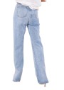 Prettylittlething Kadın Light Blue Wash Long Leg Split Hem Jeans CMF2615