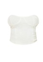Prettylittlething Şekil Krem Kadife Bardak Detayı Uzun Çizgi Bandeau CNE9126