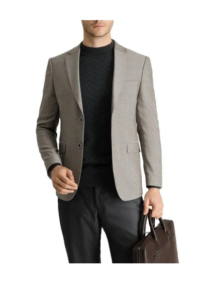 Kiğılı Slim Fit Dar Kesim Yünlü Klasik Desenli Ceket