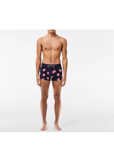 Lacoste Erkek Desenli 3'lü Renkli Boxer 5H0874.9FQ