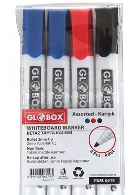 Globox Beyaz Tahta Kalemi 4`lü Blister Paket 6519