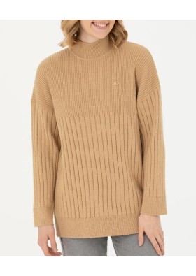U.S. Polo Assn. Kadın Kum Melanj Balıkçı Yaka Kazak G082SZ0TK.000.1753688.VR123