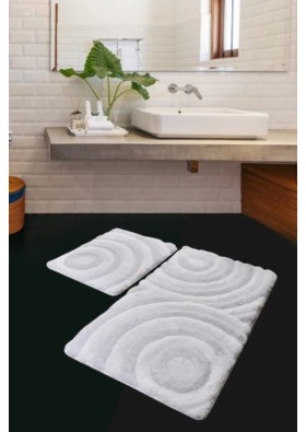 Chilai Home Wave Beyaz 2Li Set Banyo Halısı Akrilik