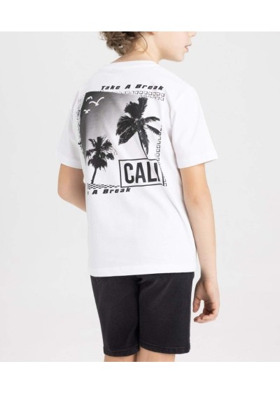 DeFacto Erkek Çocuk Bisiklet Yaka Baskılı Kısa Kollu Tişört C3330A824SM