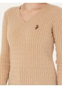 U.S. Polo Assn.Kadın Kum Melanj V Yaka Basic Kazak G082SZ0TK.000.1629848.VR123