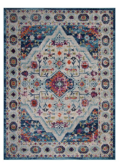 Konfor Halı Vintage 7657 Mavi Klasik Eskitme Dokuma Halı 200x290