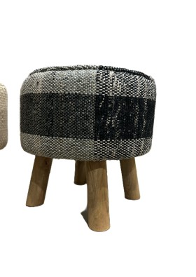 Shiv Shakti Home 2 Li Doğal Teak Gövde Puf 40x40x40