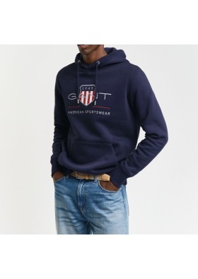 GANT Erkek Lacivert Regular Fit Kapüşonlu Logolu Sweatshirt 2047082.433