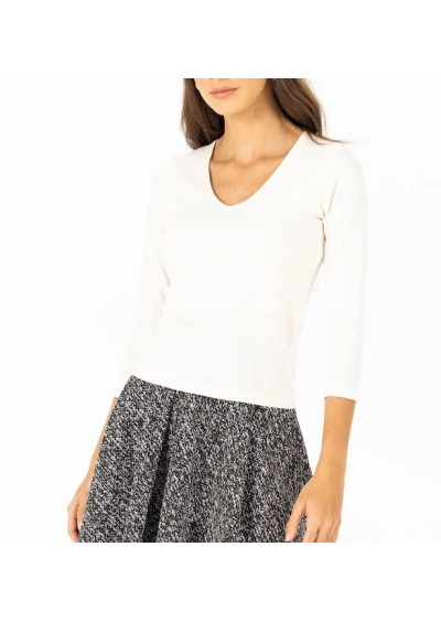 Seçil Store Uzun Kollu Örme Kumaş v Yaka Basic Bluz