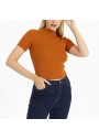 Seçil Store Kadın Turuncu Fit Kesim Crop Triko